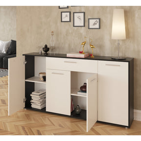 Comoda LUNIA, alb/negru, 163x33x86 cm