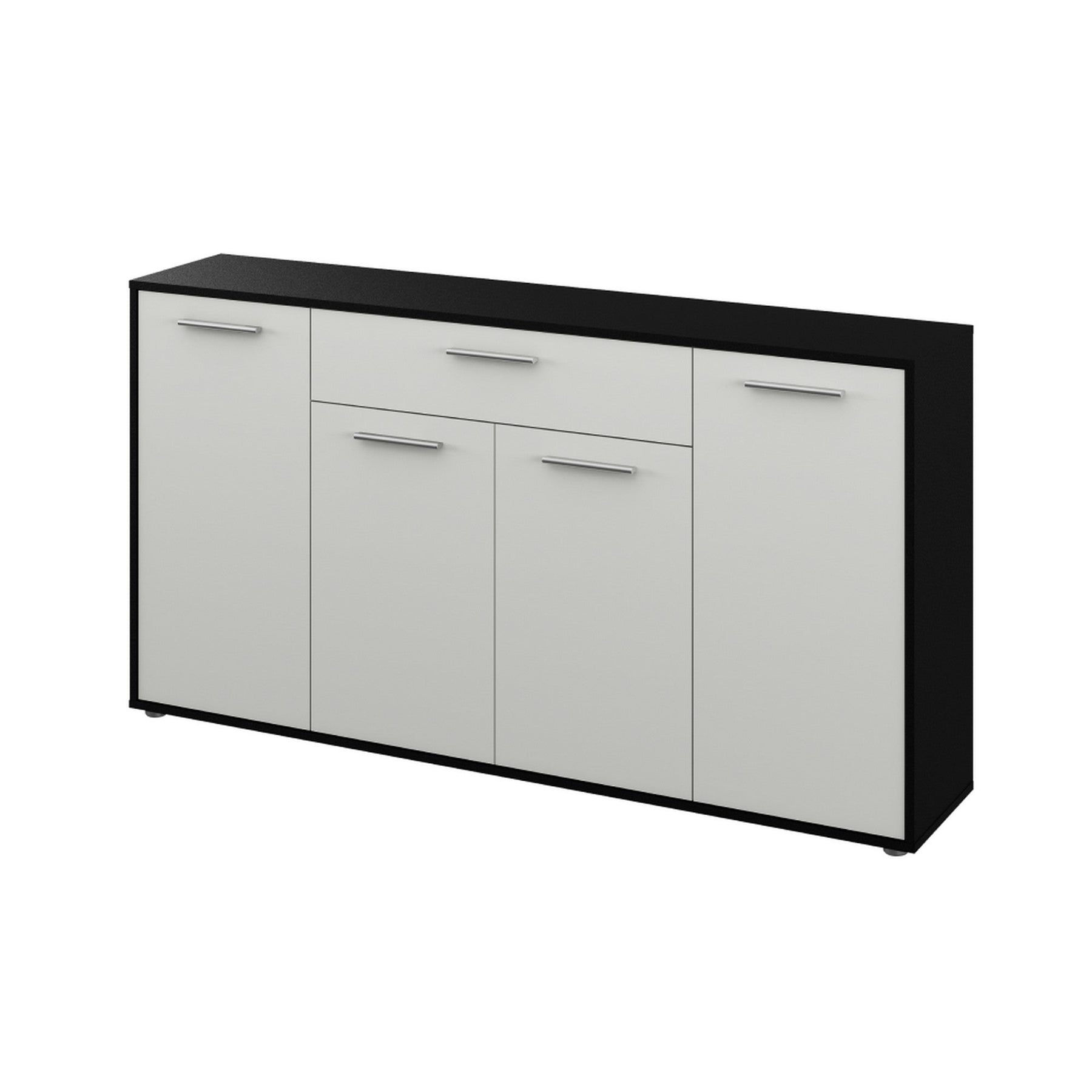 Comoda LUNIA, alb/negru, 163x33x86 cm