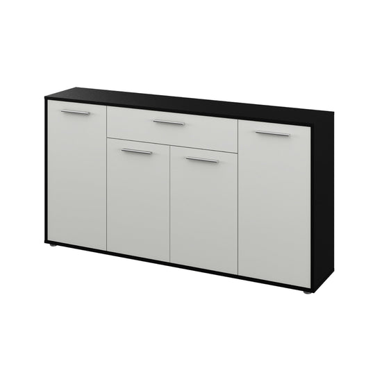 Comoda LUNIA, alb/negru, 163x33x86 cm