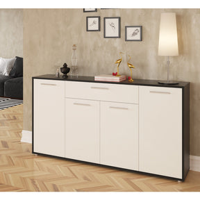 Comoda LUNIA, alb/negru, 163x33x86 cm