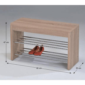 Bancuta LUSI A, stejar sonoma/crom, METAL, cu pantofar, 80x30x47 cm