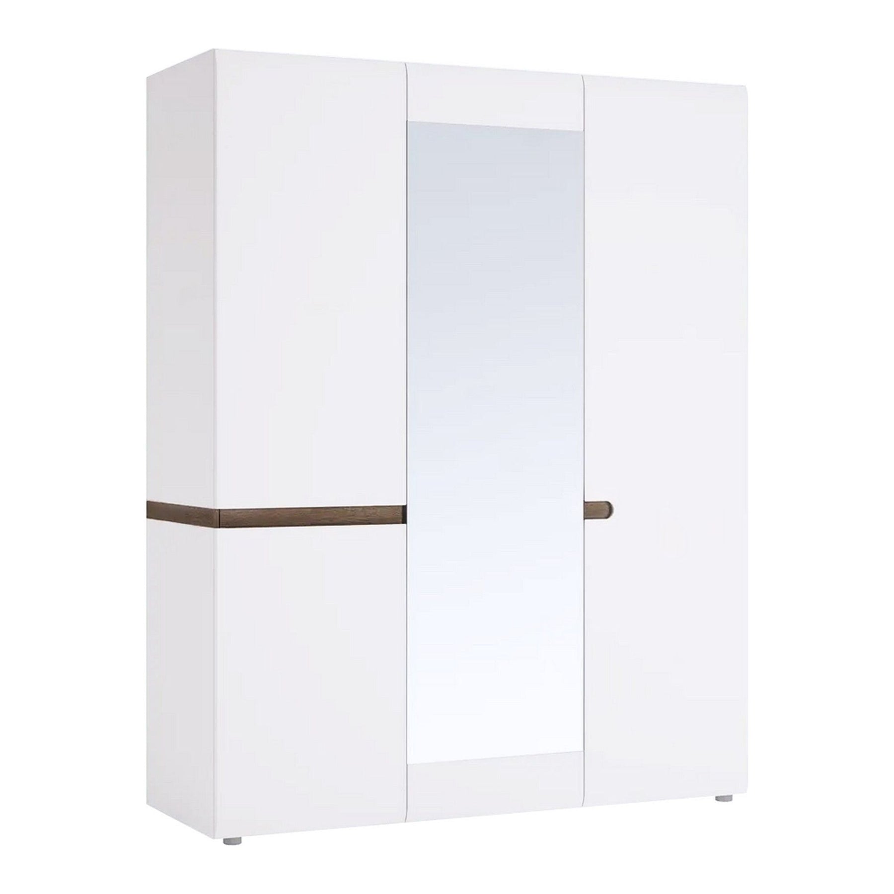 Dulap dormitor LYNATET TYP 22, cu oglinda, PAL, alb lucios HG/stejar sonoma truflu,