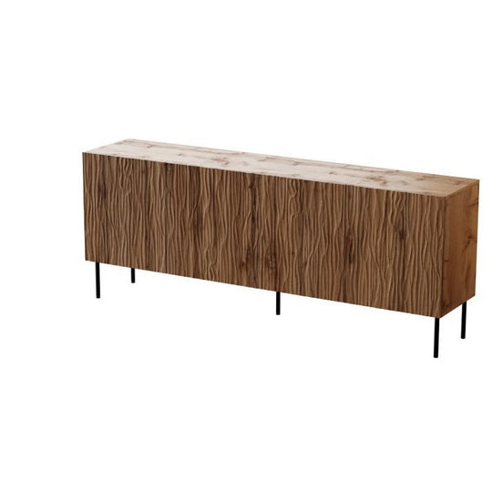 Comoda JUNGLE, stejar wotan/negru, PAL laminat/metal, 190x42x75 cm