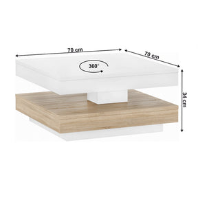 Masuta cafea MANDY, alb/stejar sonoma, 70x70x34 cm