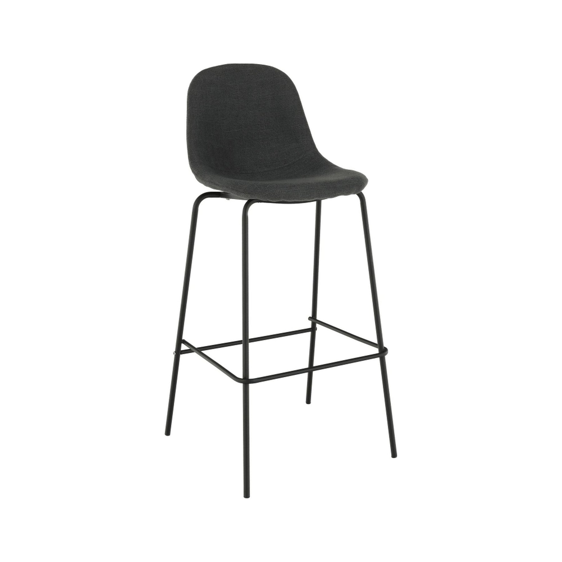 Scaun de bar MARIOLA 2 NEW, gri inchis, stofa clasica/metal, 49x51x101 cm