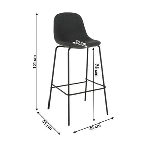 Scaun de bar MARIOLA 2 NEW, gri inchis, stofa clasica/metal, 49x51x101 cm