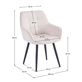 Scaun MARKEN, stofa clasica crem - Vardo 25, 59x62x86 cm
