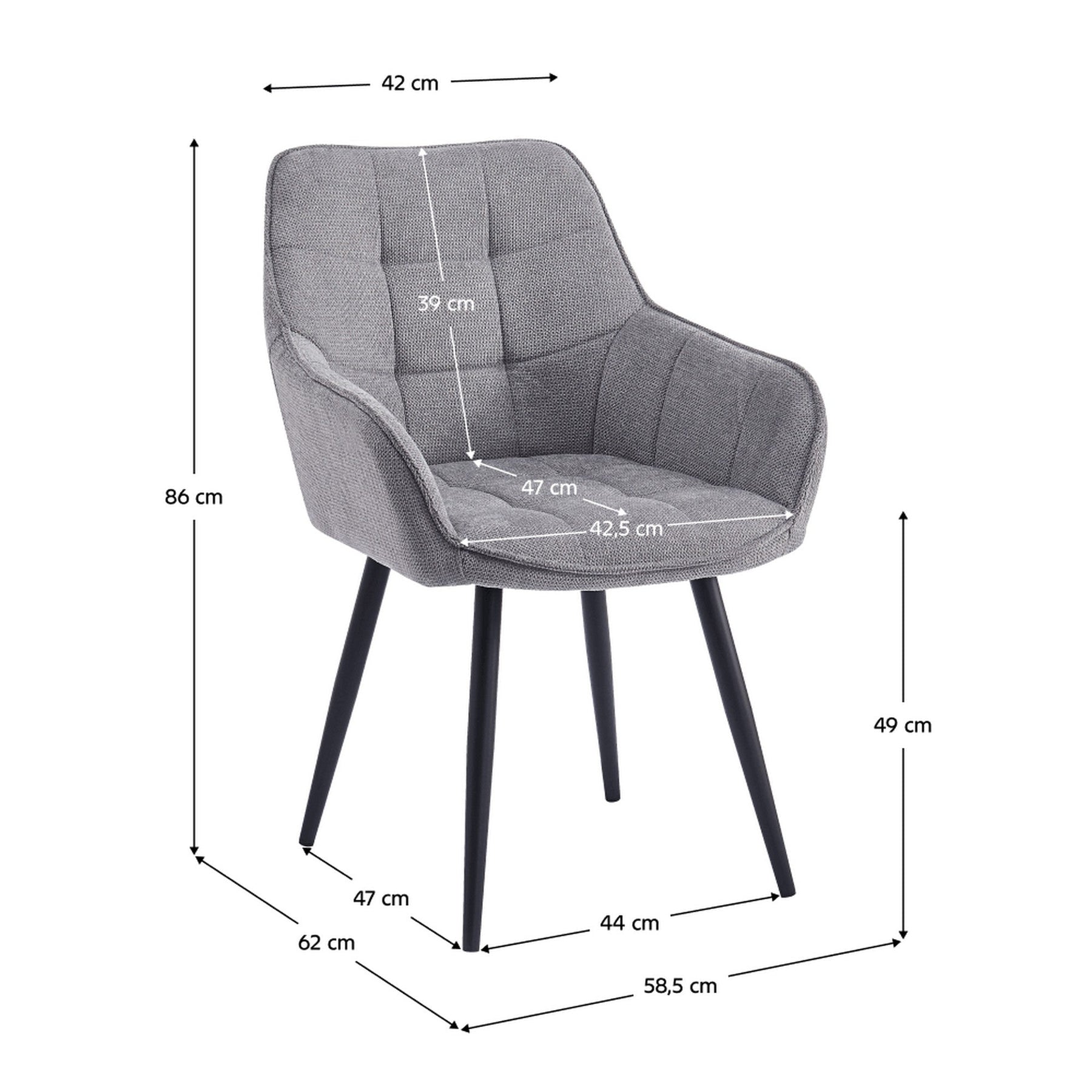 Scaun MARKEN, tesatura gri - Vardo 11, 59x62x86 cm