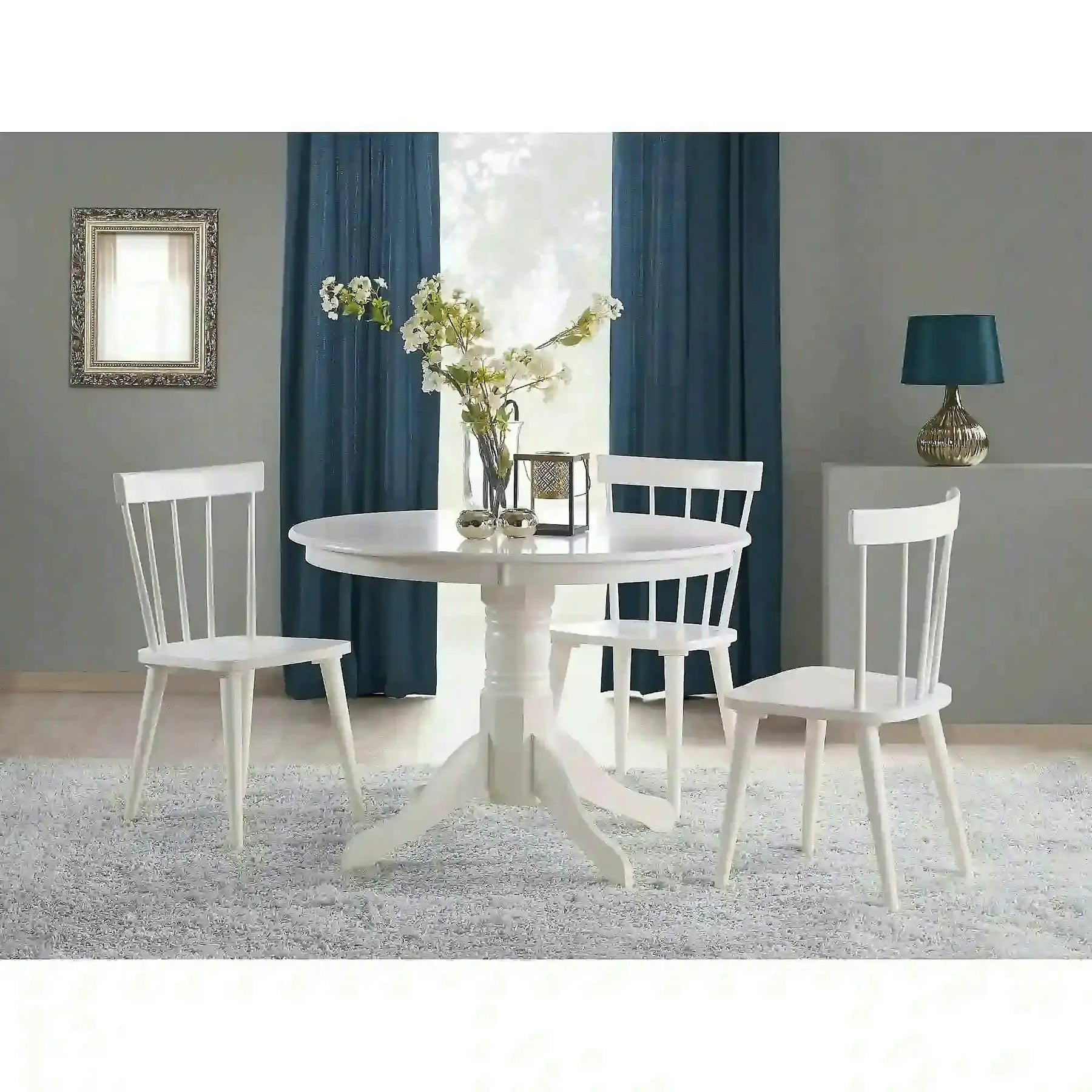 Masa alba living GLOSTER, MDF/lemn, alb, 106×106×75 cm