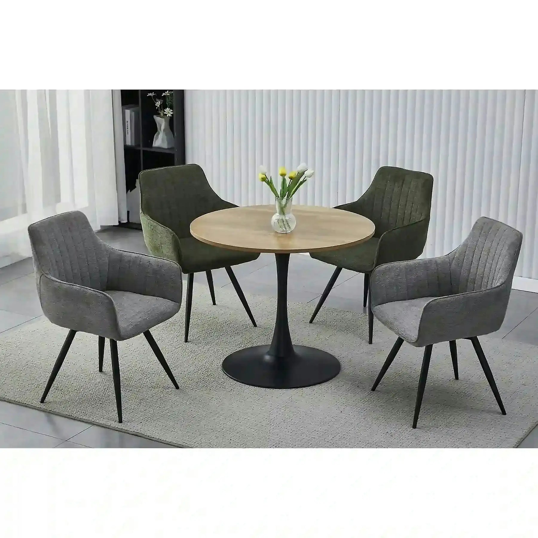 Masa AMADEO II, MDF melaminat/metal, stejar/negru mat, 90×90×76 cm