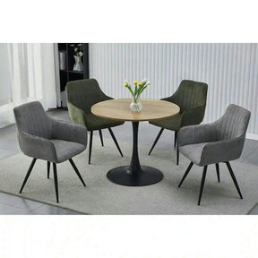 Masa AMADEO II, MDF melaminat/metal, stejar/negru mat, 90×90×76 cm