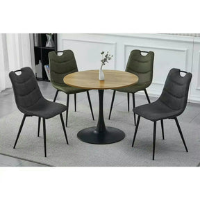 Masa AMADEO II, MDF melaminat/metal, stejar/negru mat, 90×90×76 cm
