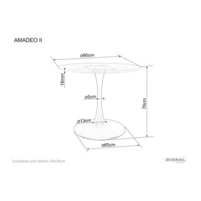 Masa AMADEO II, MDF melaminat/metal, stejar/negru mat, 90×90×76 cm