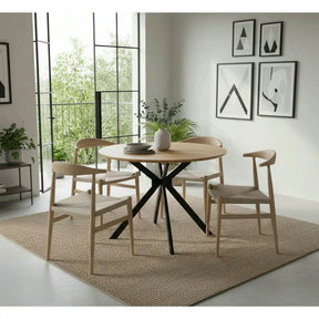 Masa ASTER, MDF/furnir/metal, stejar/negru, 100×100×76 cm