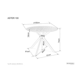 Masa ASTER, MDF/furnir/metal, stejar/negru, 100×100×76 cm