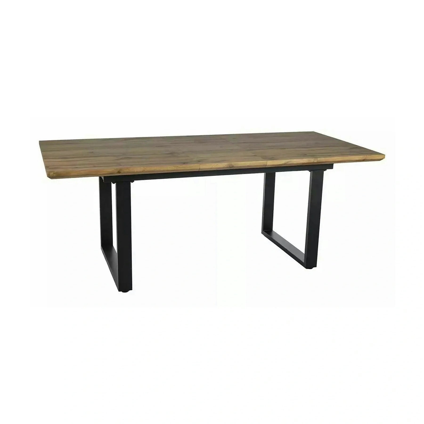 Masa bucatarie 8 persoane UMBERTO II, MDF/furnir/metal, stejar/negru, 160-240×90×76 cm