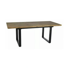 Masa bucatarie 8 persoane UMBERTO II, MDF/furnir/metal, stejar/negru, 160-240×90×76 cm