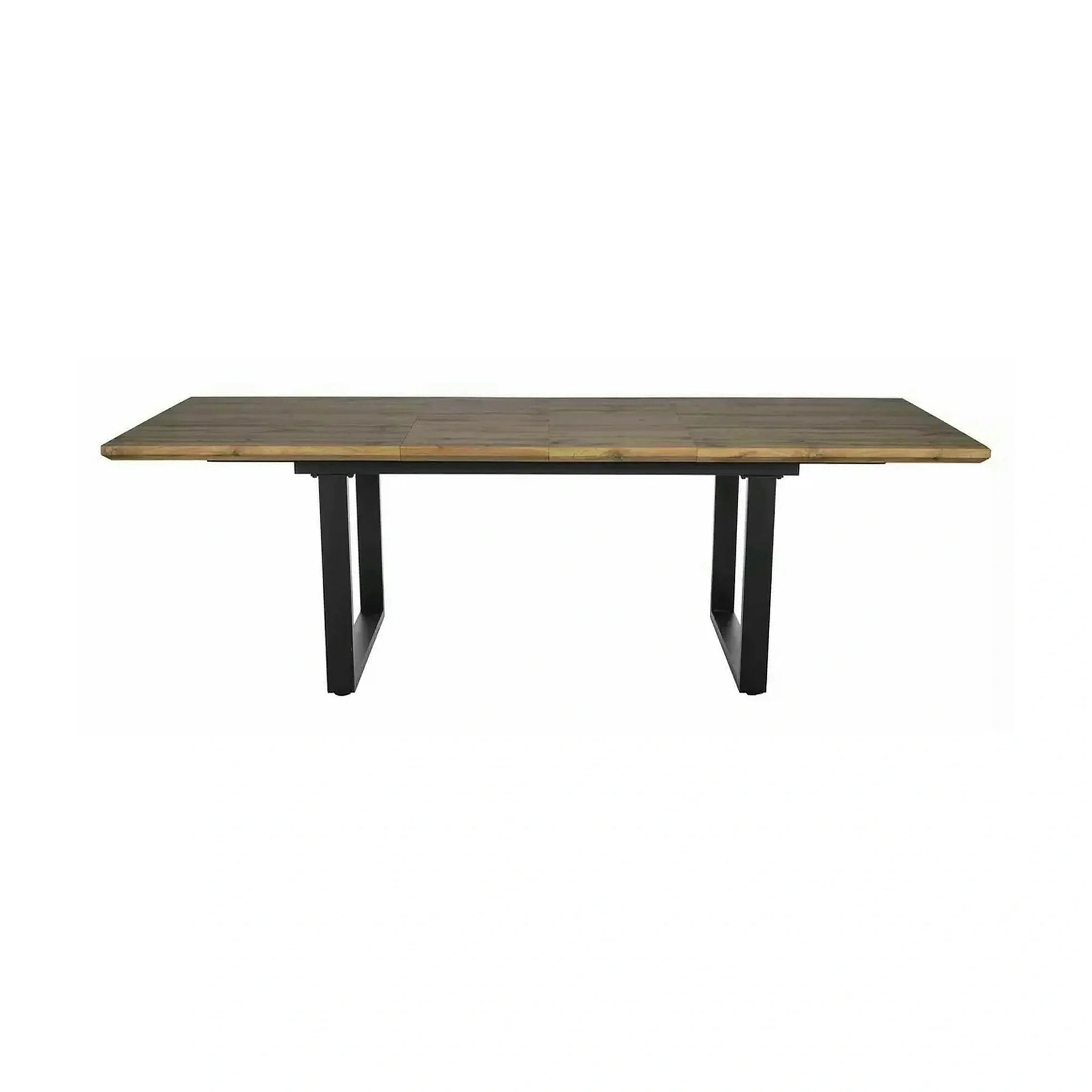 Masa bucatarie 8 persoane UMBERTO II, MDF/furnir/metal, stejar/negru, 160-240×90×76 cm