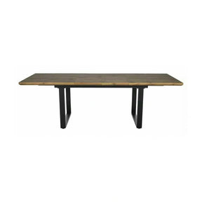 Masa bucatarie 8 persoane UMBERTO II, MDF/furnir/metal, stejar/negru, 160-240×90×76 cm