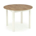 Masa bucatarie rotunda RINGO, PAL/MDF furniruit, stejar/alb, 102-142×102×76 cm