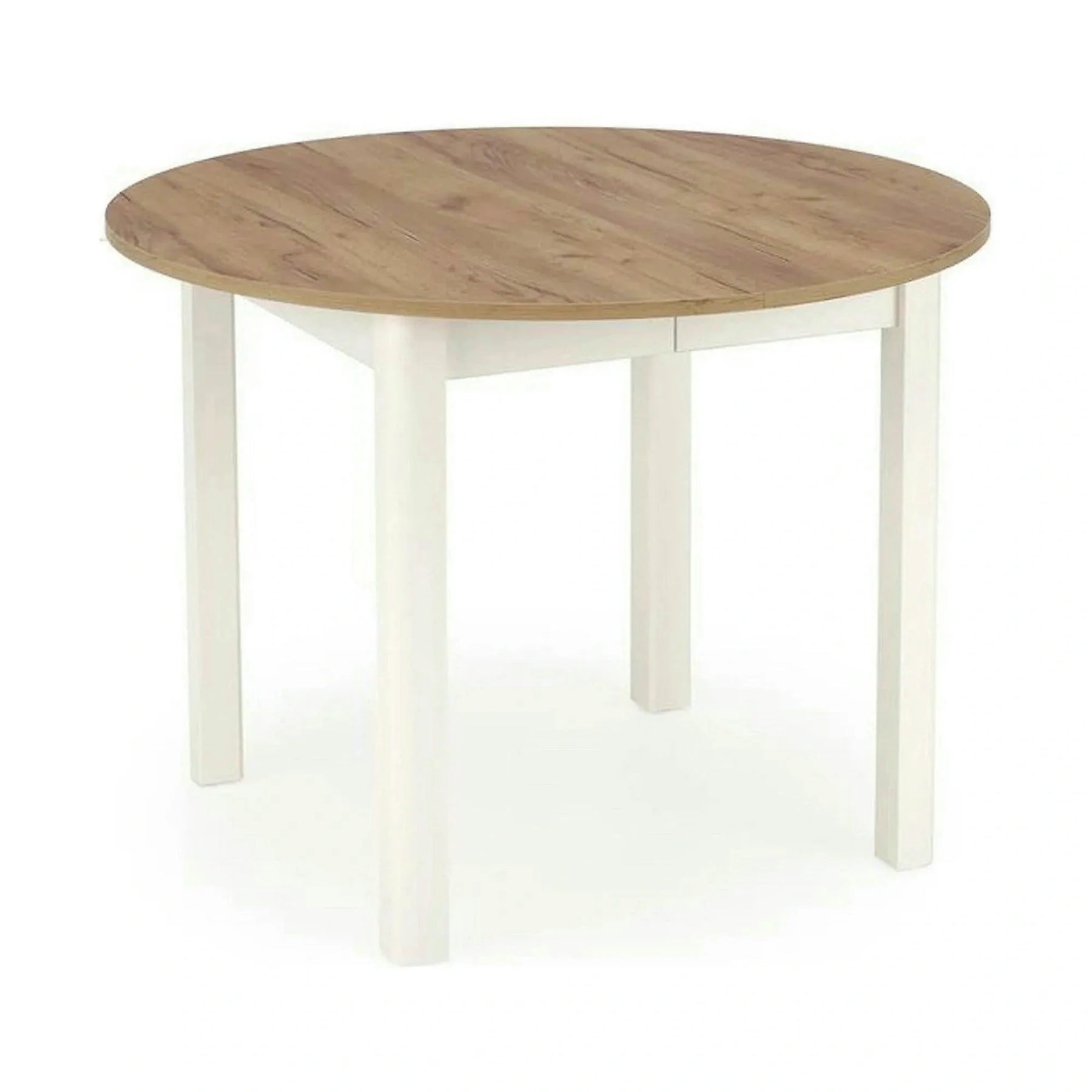Masa bucatarie rotunda RINGO, stejar/alb, PAL furniruit, 102/142x102x76 cm