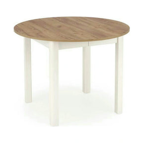 Masa bucatarie rotunda RINGO, stejar/alb, PAL furniruit, 102/142x102x76 cm