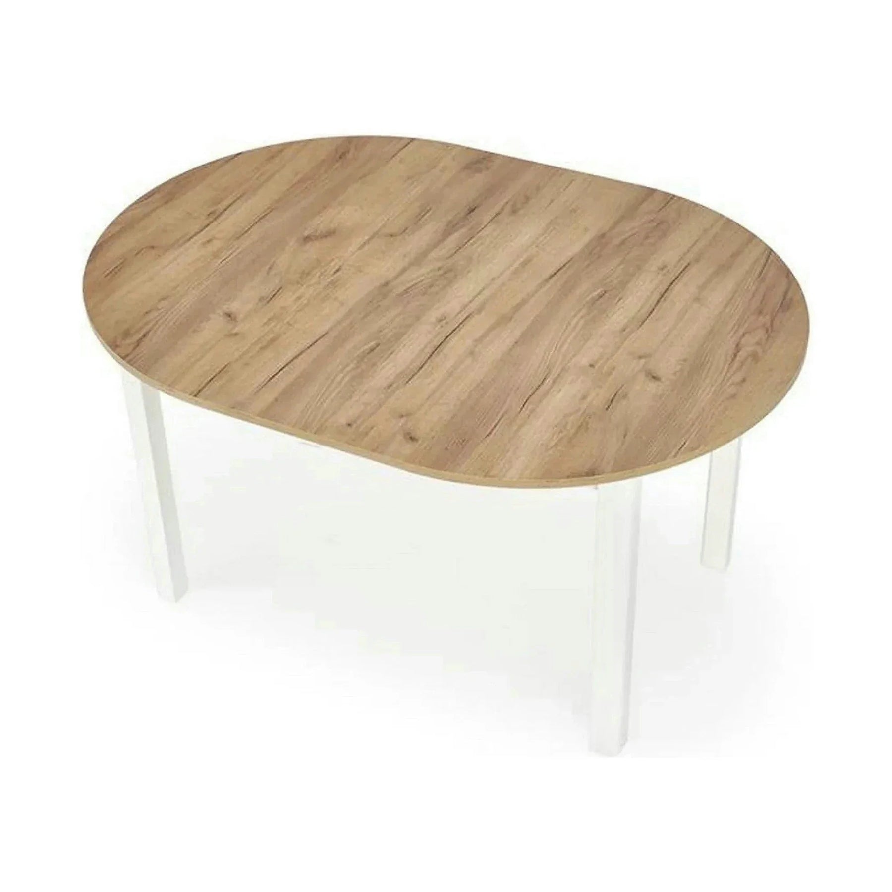 Masa bucatarie rotunda RINGO, PAL/MDF furniruit, stejar/alb, 102-142×102×76 cm