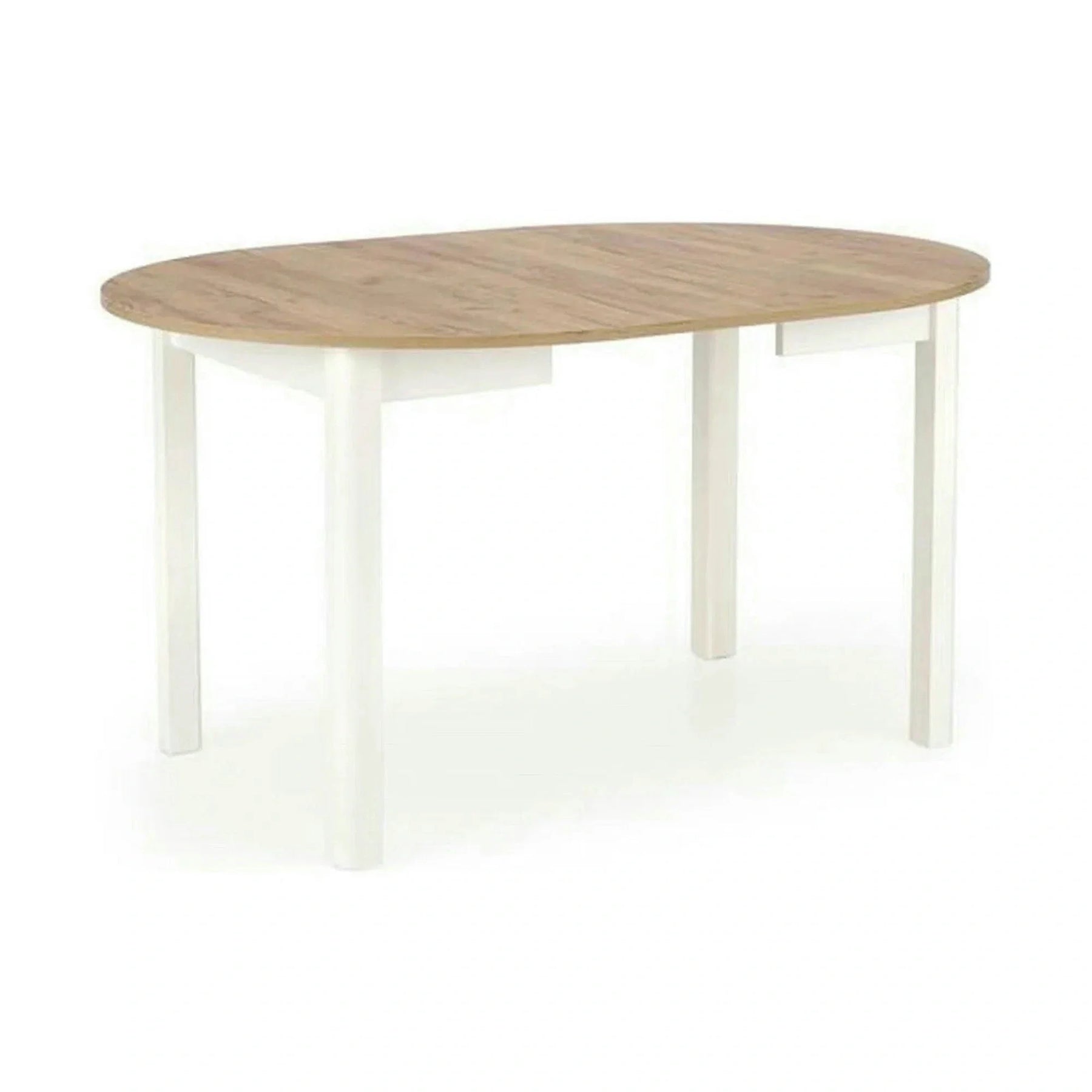 Masa bucatarie rotunda RINGO, PAL/MDF furniruit, stejar/alb, 102-142×102×76 cm