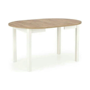 Masa bucatarie rotunda RINGO, PAL/MDF furniruit, stejar/alb, 102-142×102×76 cm
