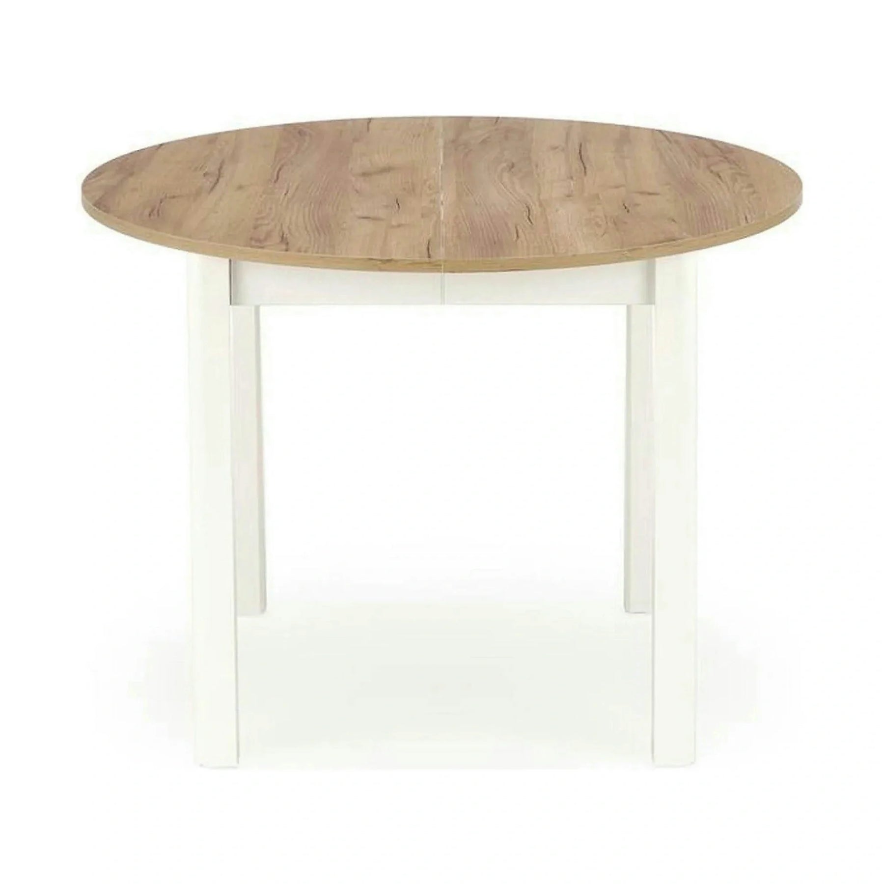 Masa bucatarie rotunda RINGO, PAL/MDF furniruit, stejar/alb, 102-142×102×76 cm
