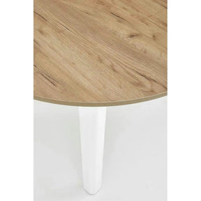 Masa bucatarie rotunda RINGO, PAL/MDF furniruit, stejar/alb, 102-142×102×76 cm
