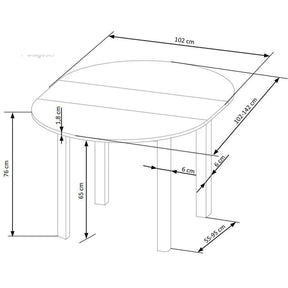 Masa bucatarie rotunda RINGO, PAL/MDF furniruit, stejar/alb, 102-142×102×76 cm