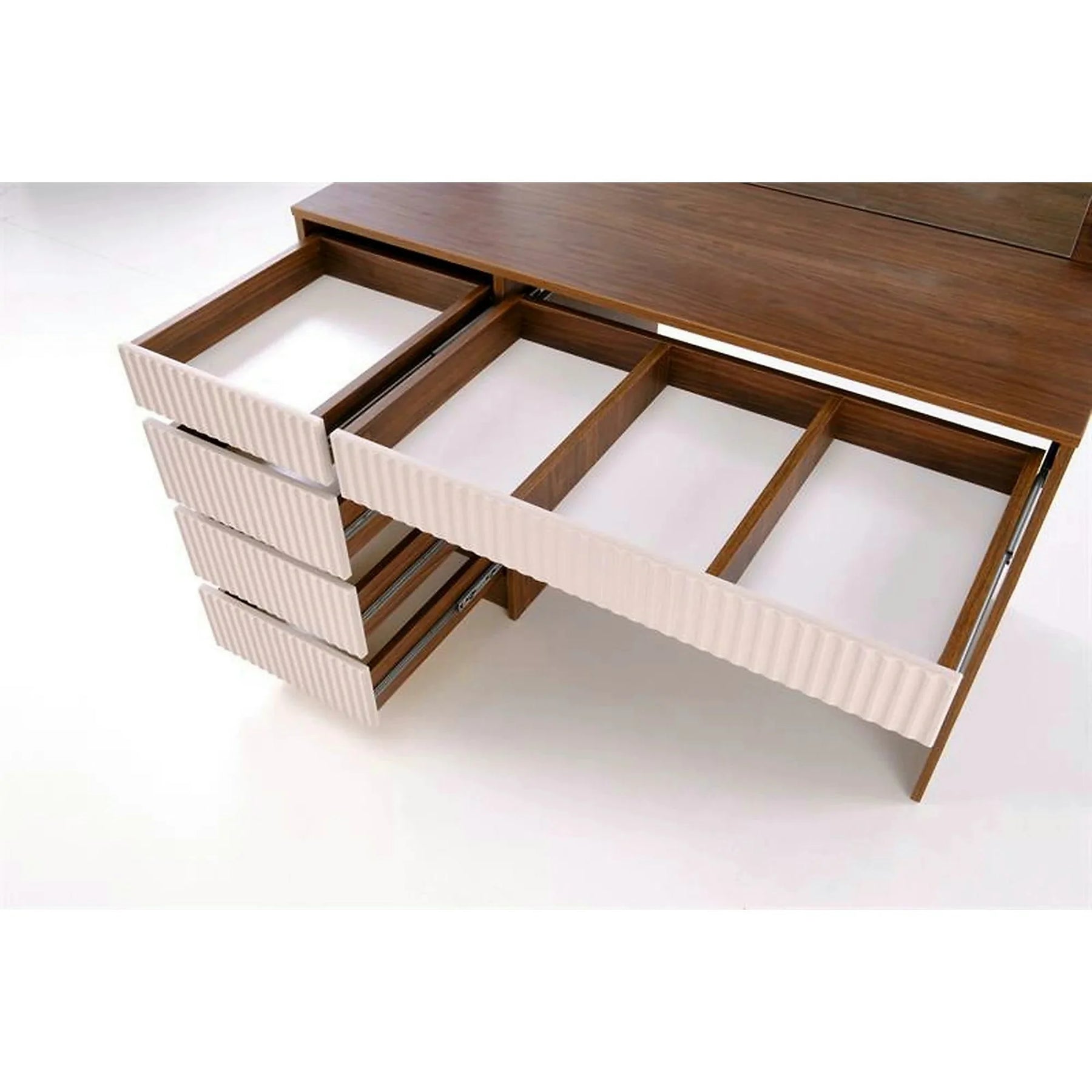 Masa de toaleta cu oglinda cu leduri HOLLYWOOD 2 XL, nuc/casmir, PAL laminat, 120x55x140 cm