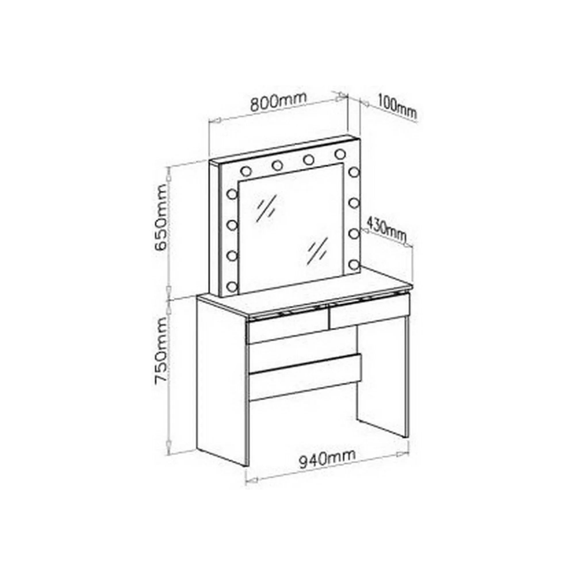 Masa de toaleta HOUSTON OCN-37269, negru