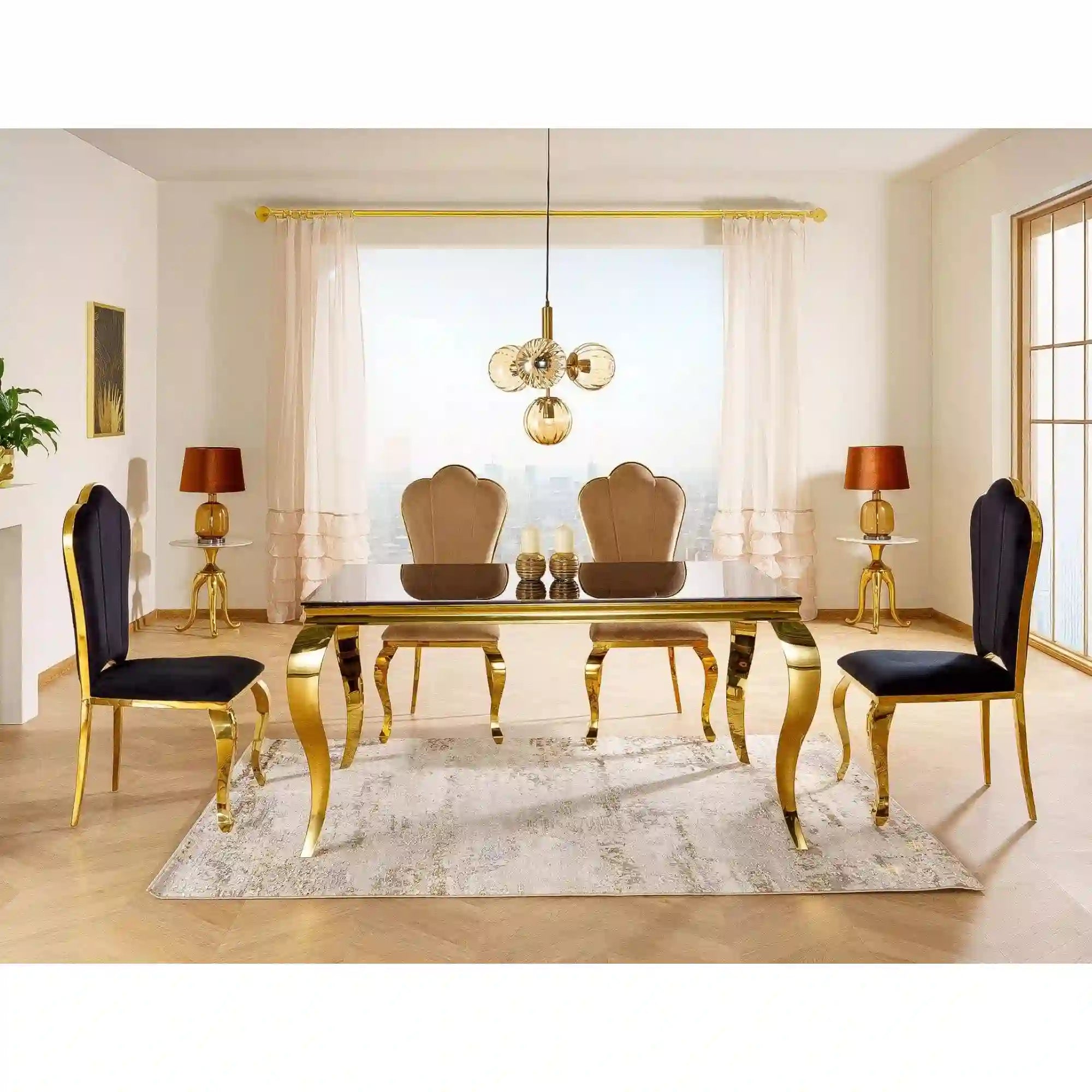 Masa DETROIT OCN-39316, negru/auriu