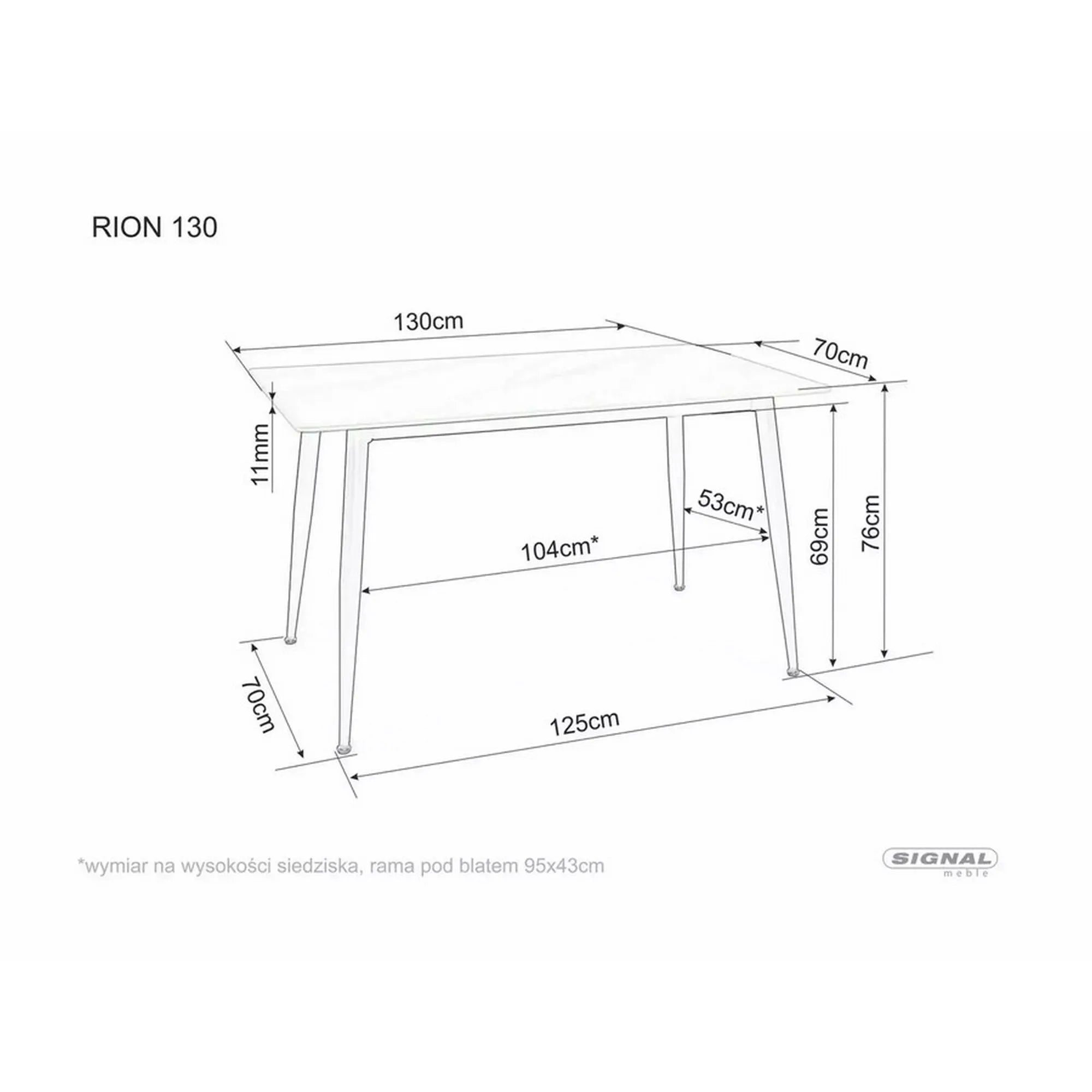 Masa DETROIT OCN-39334, negru