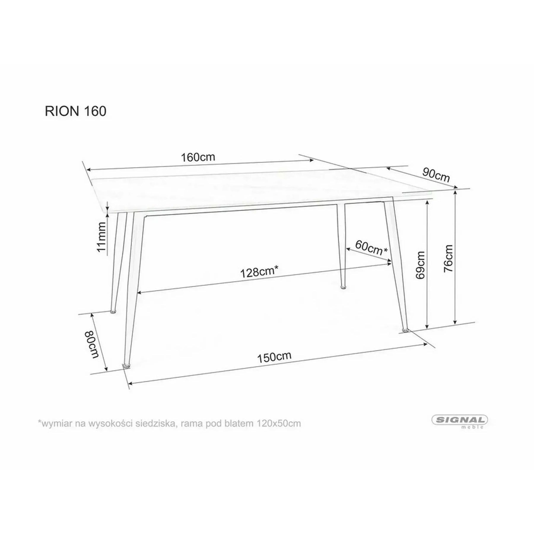 Masa DETROIT OCN-39529, negru