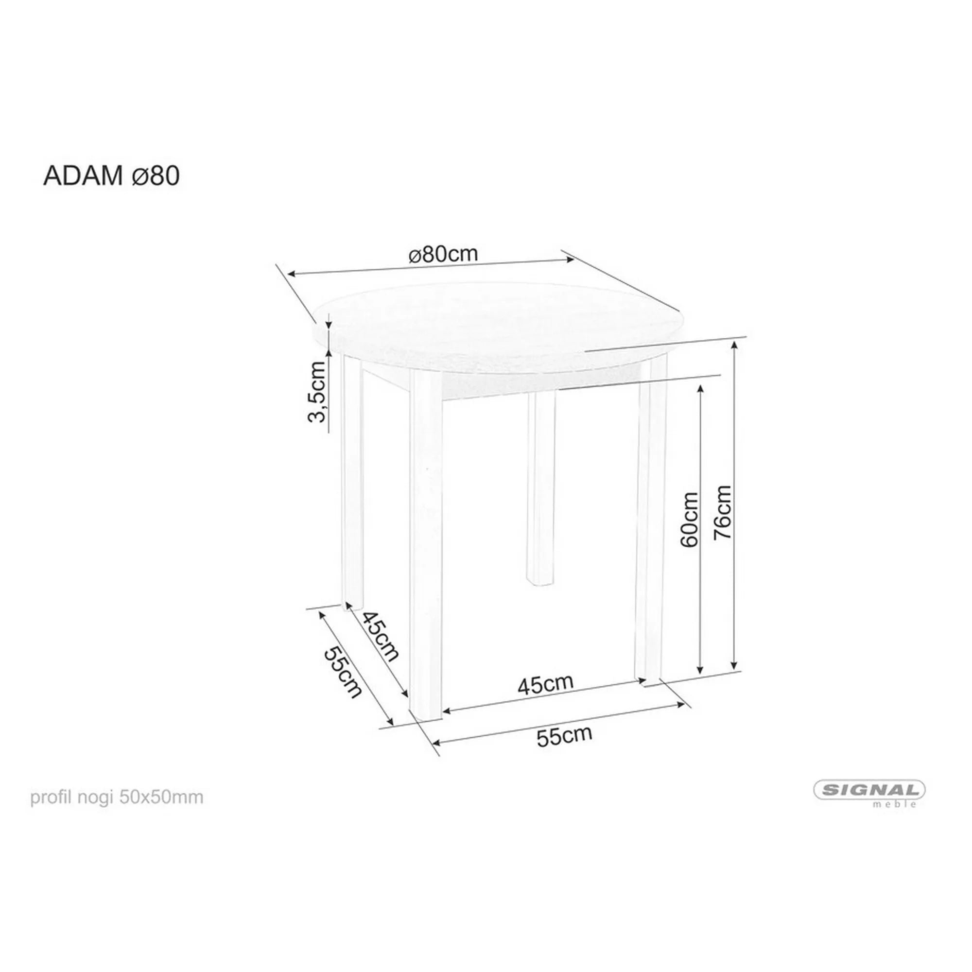 Masa DETROIT OCN-39531, casmir/negru