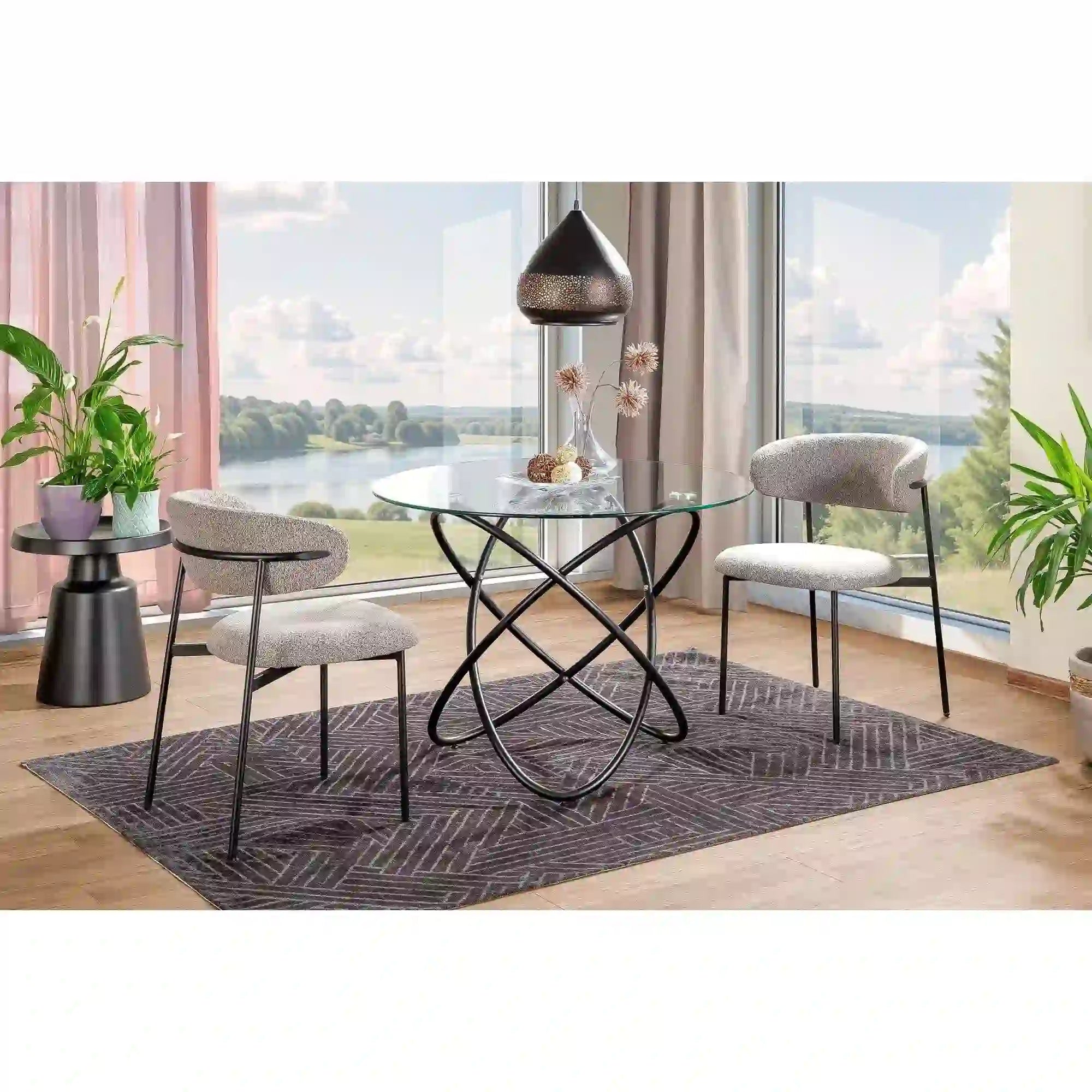 Masa DETROIT OCN-39551, transparent/negru