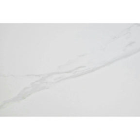 Masa extensibila ARES, ceramica/MDF/metal, alb mat cu efect de marmura/negru, 120-150×85×76 cm