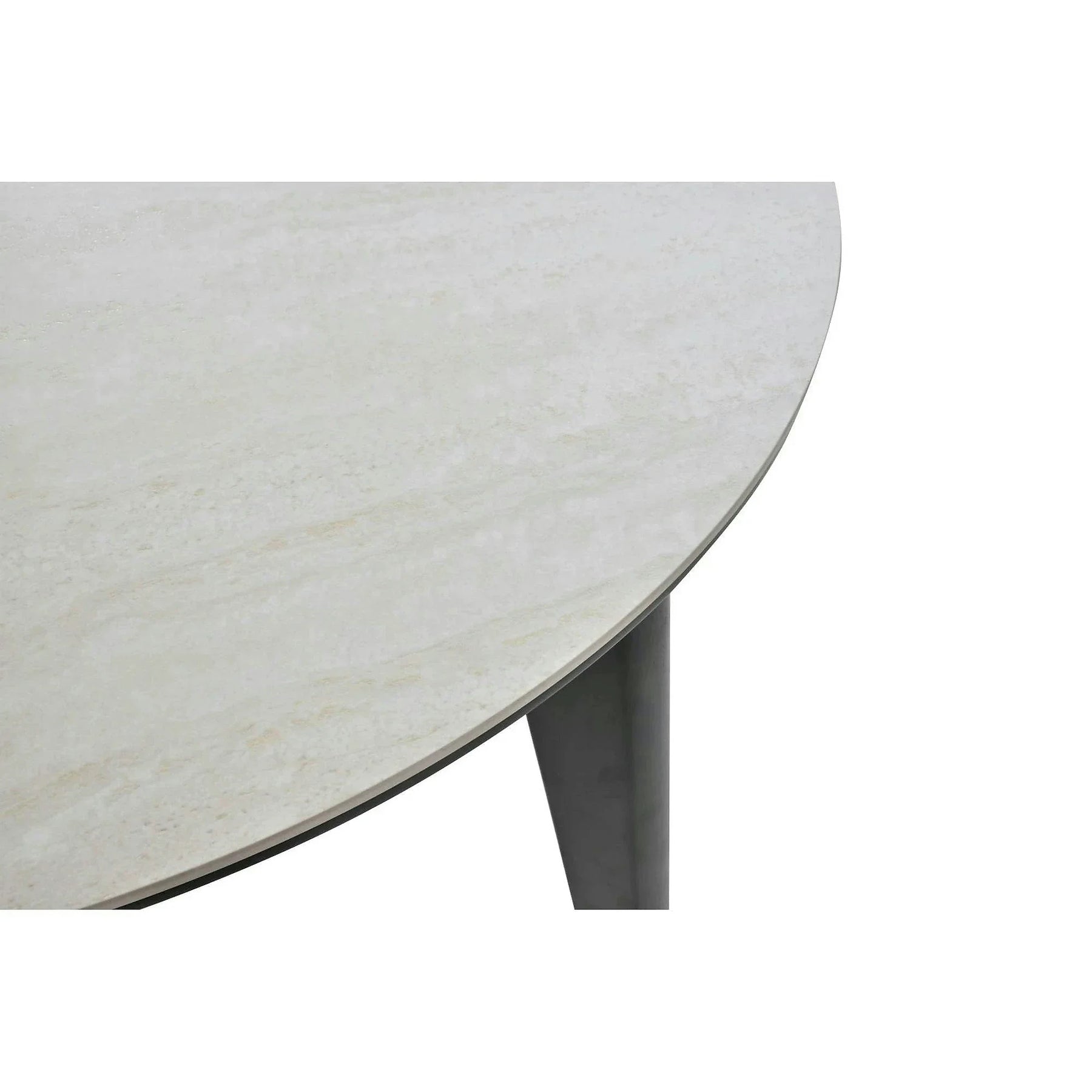 Masa extensibila ARES, ceramica/MDF/metal, bej mat cu efect de piatră travertin/negru, 120-150×85×76 cm