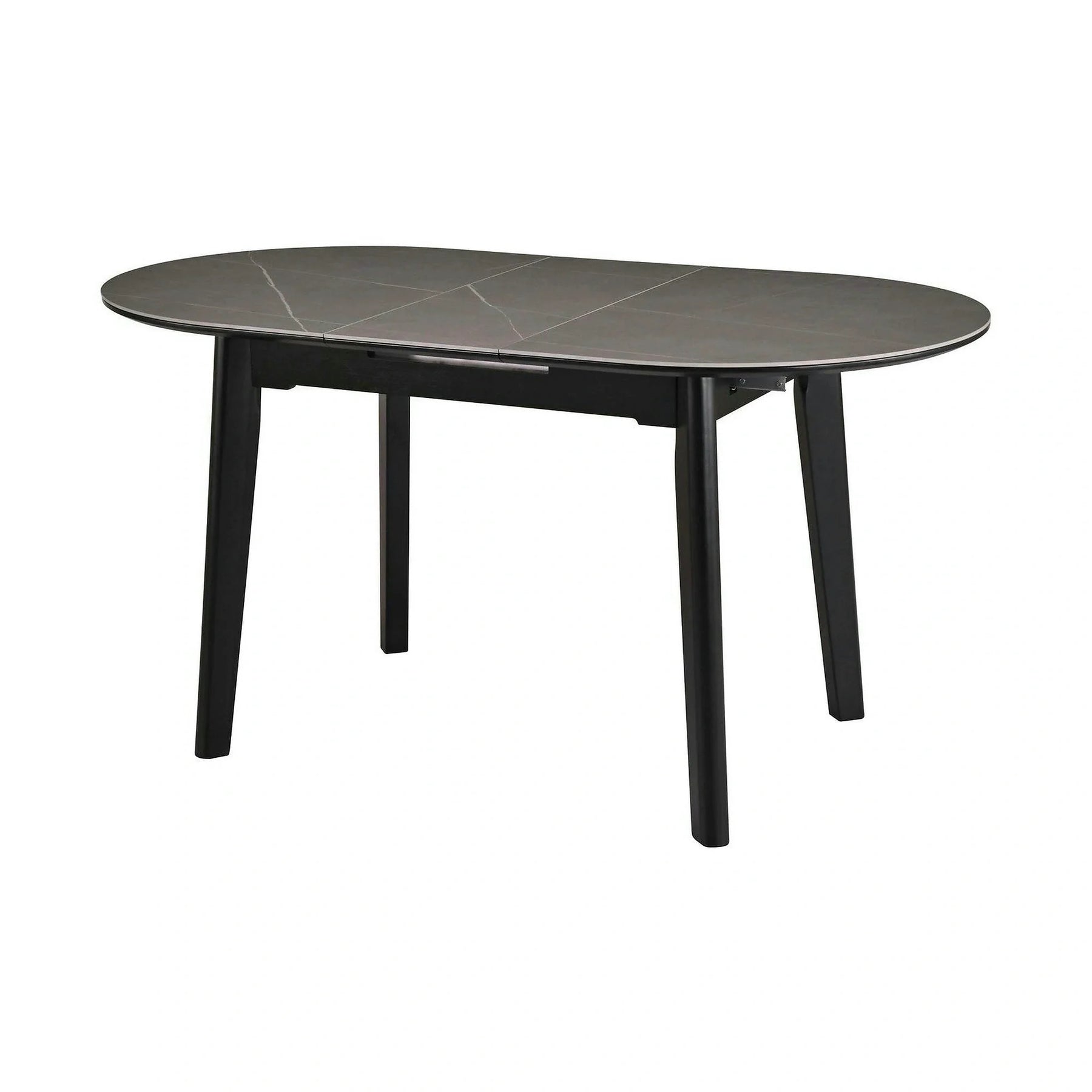 Masa extensibila ARES, gri cu efect de marmura/negru, ceramica/metal, 120/150x85x76 cm