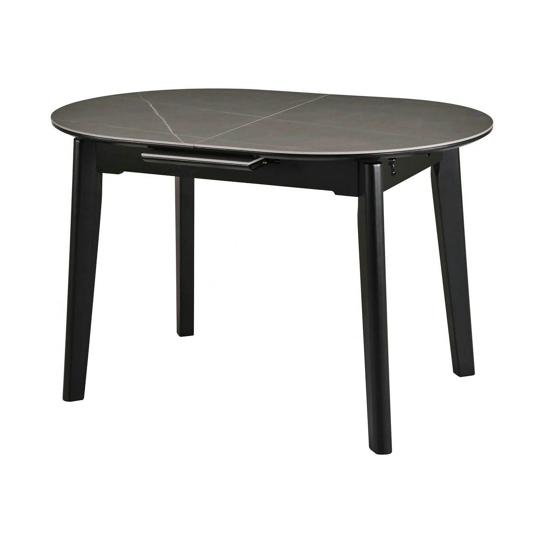 Masa extensibila ARES, ceramica/MDF/metal, gri antracit cu efect de marmura/negru, 120-150×85×76 cm