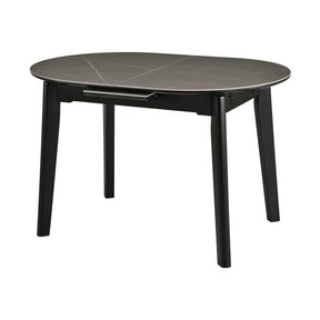 Masa extensibila ARES, ceramica/MDF/metal, gri antracit cu efect de marmura/negru, 120-150×85×76 cm