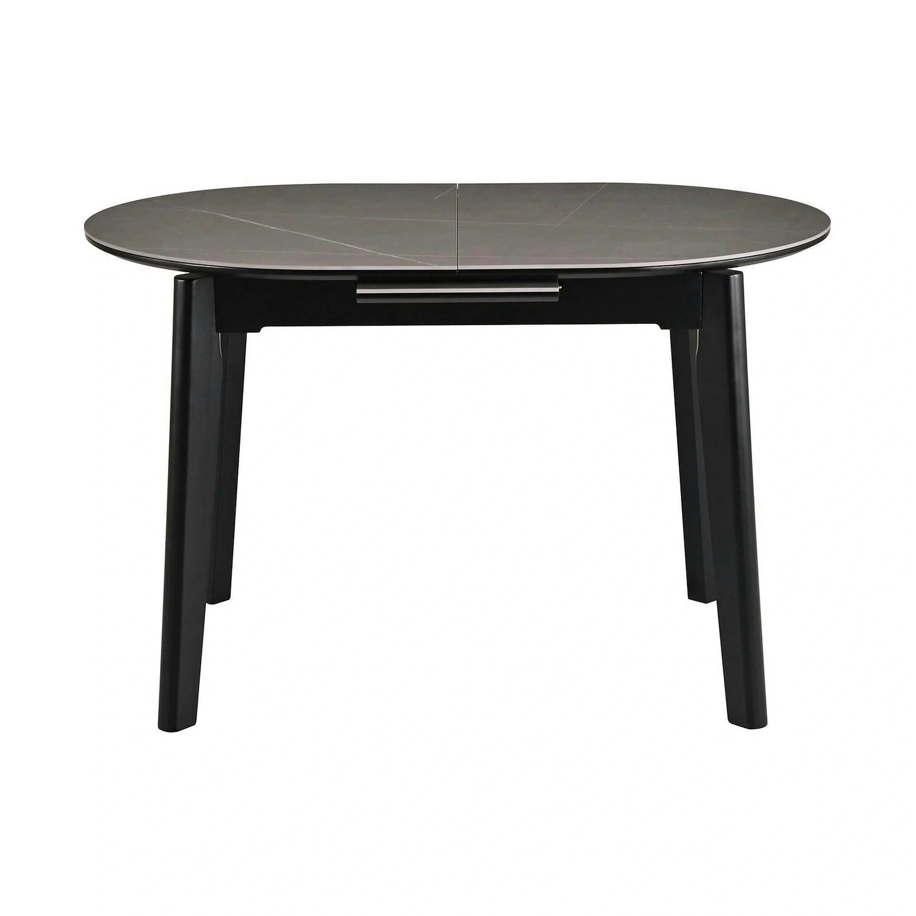 Masa extensibila ARES, ceramica/MDF/metal, gri antracit cu efect de marmura/negru, 120-150×85×76 cm