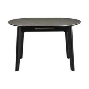 Masa extensibila ARES, ceramica/MDF/metal, gri antracit cu efect de marmura/negru, 120-150×85×76 cm