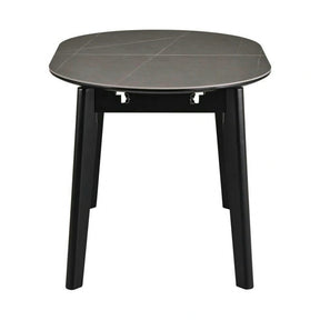 Masa extensibila ARES, ceramica/MDF/metal, gri antracit cu efect de marmura/negru, 120-150×85×76 cm
