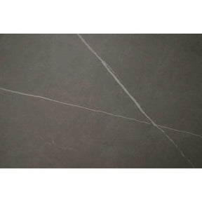 Masa extensibila ARES, ceramica/MDF/metal, gri antracit cu efect de marmura/negru, 120-150×85×76 cm