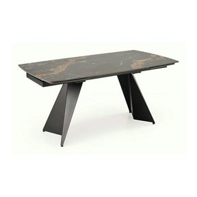 Masa extensibila ARMANI, negru cu efect de marmura/negru, piatra sinterizata/otel, 165-241x90x77 cm