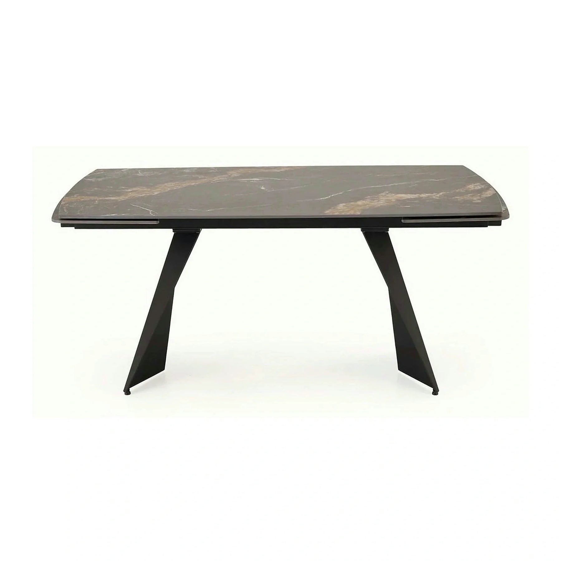 Masa extensibila ARMANI, negru cu efect de marmura/negru, piatra sinterizata/otel, 165-241x90x77 cm